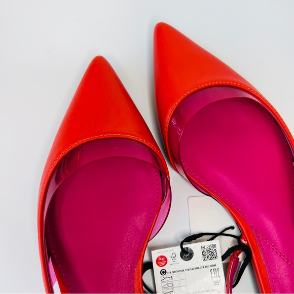 ZARA Pink & Orange Pointed Toe Slingback Sandals (36) 6 NWT - Picture 4 of 9